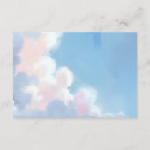 Elegante geschilderde blauwe lucht met pluizige ro informatiekaartje (Achterkant)