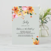 Elegante geschilderde bloem 60e verjaardag uitnodi kaart (Staand voorkant)