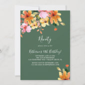 Elegante geschilderde bloem 90e verjaardag uitnodi kaart (Voorkant)