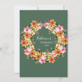 Elegante geschilderde bloem 90e verjaardag uitnodi kaart (Achterkant)