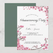 Elegante geschilderde bloemen housewarming uitnodi kaart (Voorkant / Achterkant)