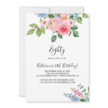 Elegante geschilderde bloemenuitnodiging voor 80e 