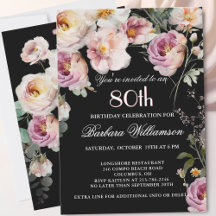 *Elegante geschilderde bloemige 80ste verjaardagsf