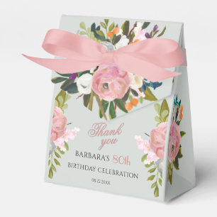 Elegante geschilderde roze bloem favorieten voor 8 bedankdoosjes