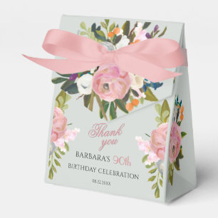 Elegante geschilderde roze bloemige verjaardagsfav bedankdoosjes