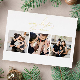 Elegante geschreven VROLIJK KERSTFEES 3 foto colla Folie Feestdagenkaart