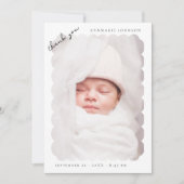 Elegante geschulpte foto Custom Baby shower Bedankkaart (Voorkant)