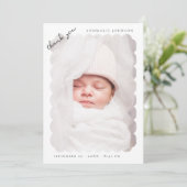 Elegante geschulpte foto Custom Baby shower Bedankkaart (Staand voorkant)
