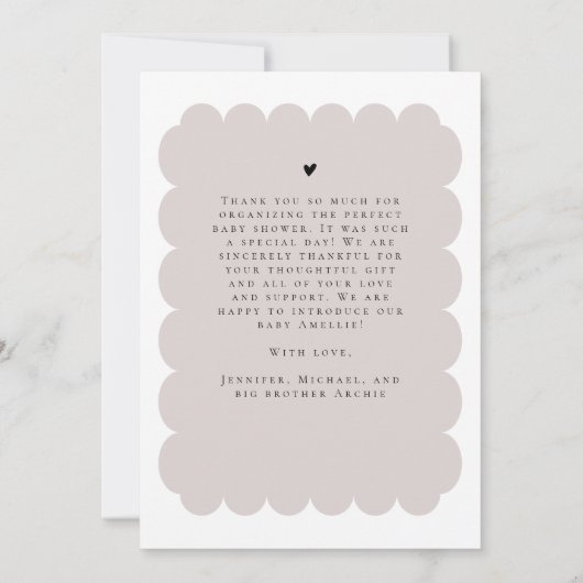 Elegante geschulpte foto Custom Baby shower Bedankkaart (Achterkant)