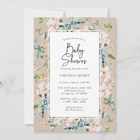 Elegante geslachtsneutrale babyshower kaart (Voorkant)