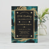 Elegante gesmolten Blauwgroen en gouden Glitter 60 Kaart (Staand voorkant)