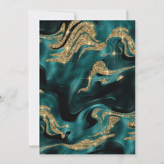 Elegante gesmolten Blauwgroen en gouden Glitter 60 Kaart (Achterkant)