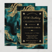 Elegante gesmolten Blauwgroen en gouden Glitter 60 Kaart (Voorkant / Achterkant)