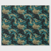 Elegante gesmolten Blauwgroen en gouden Glitter Ve Cadeaupapier (Vlak)