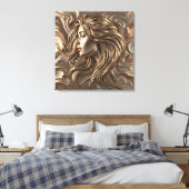 Elegante gesmolten bronzen gouden vrouw met vloeie canvas afdruk (Insitu (Slaapkamer))