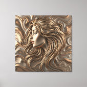Elegante gesmolten bronzen gouden vrouw met vloeie canvas afdruk (Voorkant)