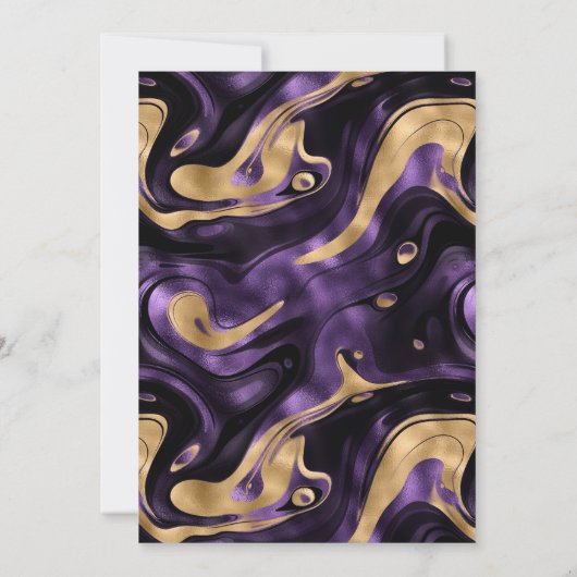 Elegante gesmolten Paarse en gouden folie bruiloft Kaart (Achterkant)