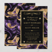 Elegante gesmolten Paarse en gouden folie bruiloft Kaart (Voorkant / Achterkant)