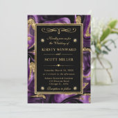 Elegante gesmolten Paarse en gouden Glitter bruilo Kaart (Staand voorkant)