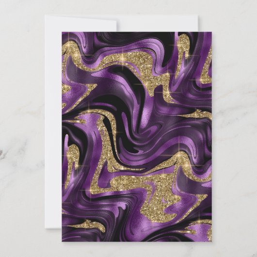 Elegante gesmolten Paarse en gouden Glitter bruilo Kaart (Achterkant)