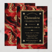 Elegante gesmolten rode en gouden Glitter Quincean Kaart (Voorkant / Achterkant)