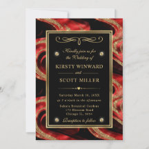 Elegante Gesmolten Rood en Goud Glitter Bruiloft