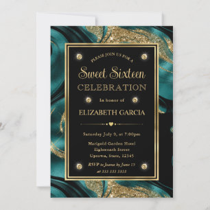 Elegante gesmolten turquoise en gouden glitter Swe Kaart