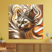 Elegante gesmolten vloeibare metallic goud en zilv canvas afdruk (Insitu (Woonkamer))