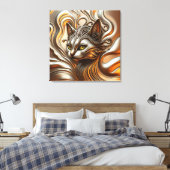 Elegante gesmolten vloeibare metallic goud en zilv canvas afdruk (Insitu (Slaapkamer))