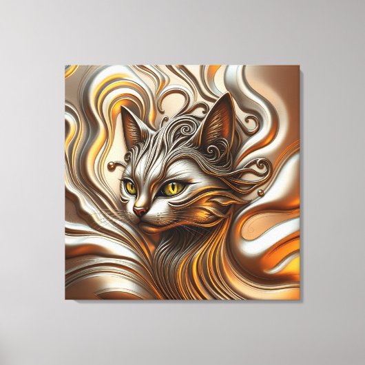 Elegante gesmolten vloeibare metallic goud en zilv canvas afdruk (Voorkant)