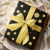 Elegante gestippelde cirkels patroon zwart en goud cadeaupapier