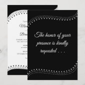 Elegante gestippelde zwart/witte bruiloft kaart (Voorkant / Achterkant)