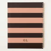 Elegante gestreepte aangepaste naam- en monogram-s planner (Achterkant)