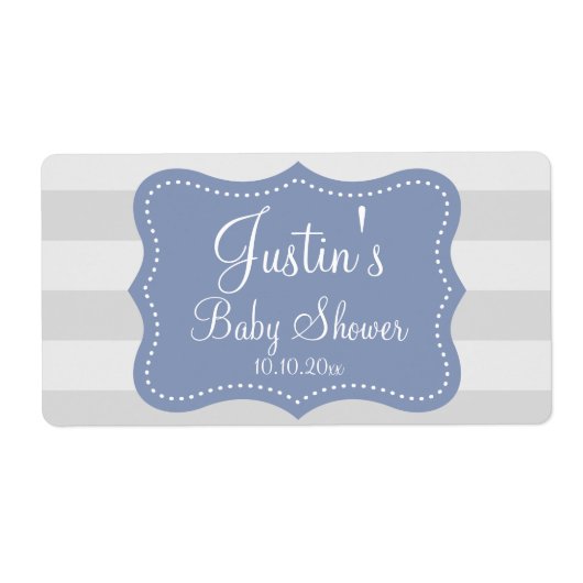Elegante gestreepte baby showers waterflesetikette etiket (Voorkant)