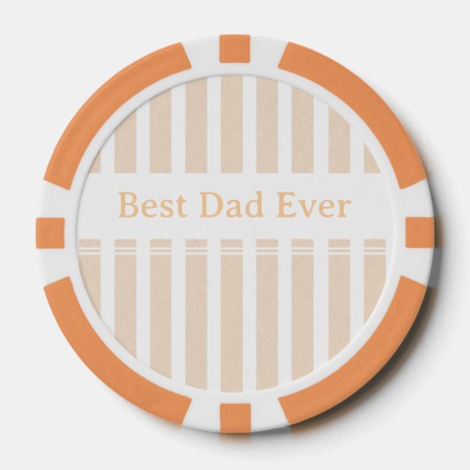Elegante gestreepte beste papa ooit gepersonalisee poker chips (Voorkant)