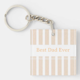 Elegante gestreepte beste papa ooit gepersonalisee sleutelhanger