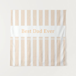 Elegante gestreepte beste papa ooit gepersonalisee wandkleed