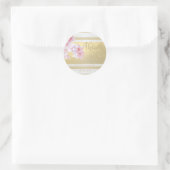 Elegante gestreepte bloem bedank sticker voor brui (Tas)