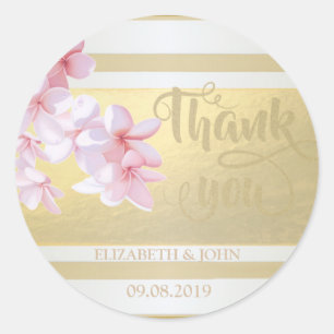 Elegante gestreepte bloem bedank sticker voor brui