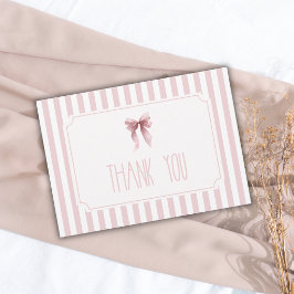 Elegante gestreepte blosboog vintage baby shower bedankkaart
