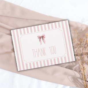 Elegante gestreepte blosboog vintage baby shower bedankkaart