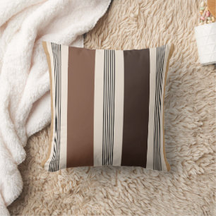 Elegante gestreepte cabana-stijl bruine beige choc kussen
