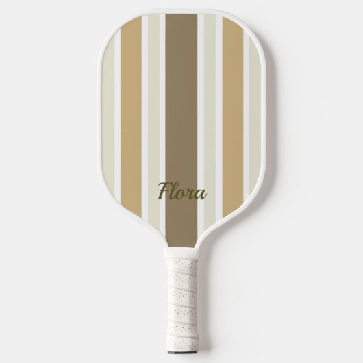Elegante gestreepte gele en beige pickleball paddl paddle (Voorkant)