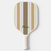 Elegante gestreepte gele en beige pickleball paddl pickleball paddle (Voorkant)