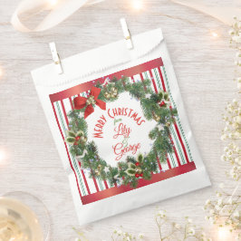 Elegante gestreepte kerstkrans bedankzakje