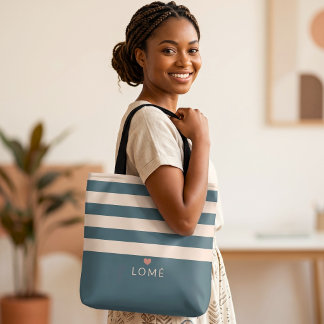 Elegante gestreepte Lomé Togo favoriete plaats op Tote Bag