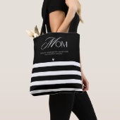 Elegante gestreepte mama waardering tote bag (Dichtbij)