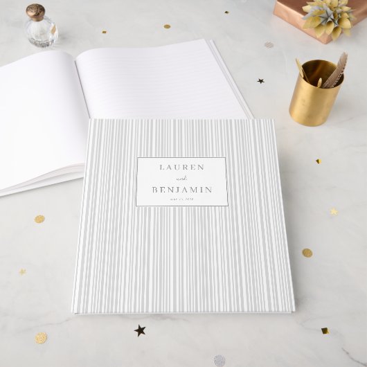 Elegante Gestreepte Minimalist Gastenboek (Voorkant open)