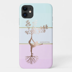 Elegante gestreepte, ombré roze gouden meisjessilh Case-Mate iPhone case