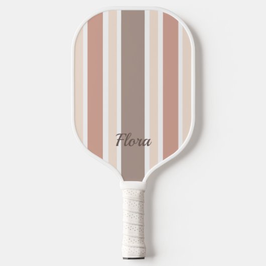 Elegante gestreepte perzik en bruine pickleball pa pickleball paddle (Voorkant)